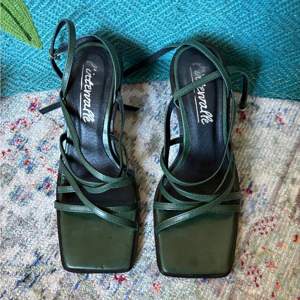 Women's L'Intervalle Green Strappy Sandals
